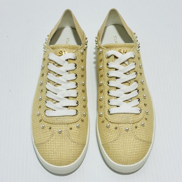 STUART WEITZMAN Pearlstuds Convertible Platform Woven Sneakers Sz 7.5 NWOB $395 - Picture 1 of 6